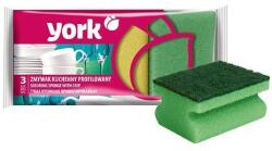 York Szivacs York 031010, konyhai edénymosó szivacs, ergonomikus, 9x7x4, 3 cm, 3 db-os csomag