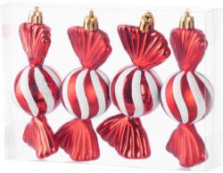  Dísz MagicHome, készlet, cukorkák, piros, 4 db, 11, 5 cm, karácsonyfára, Karácsonyra