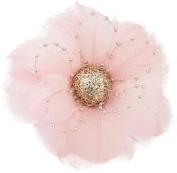 MagicHome Virág MagicHome, Karácsonyi, tollas, rózsaszín, 12x12x6 cm