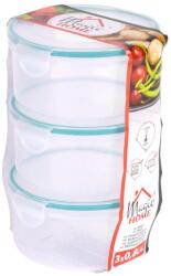 MagicHome Ételhordó MagicHome Lunchbox szett YH001, 3 db, 800 ml, kerek, Clip