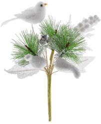  Ág MagicHome Karácsony, madárral, fehér, 18 cm
