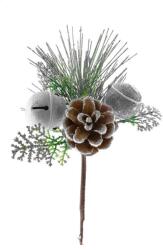  Ág MagicHome Karácsony, csengővel, ezüst, 20 cm