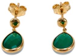 Ékszershop Zöld köves lógós csepp arany fülbevaló (1295421)