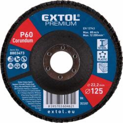 Extol lamellás csiszoló acél, Alu, műa. és fa munkadarabok csiszolására, 125×22mm; P60, kúpos, max. : 12.300 ford. /perc, EN13743 (8803473) - solnaiparcikk