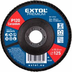 Extol lamellás csiszoló acél, Alu, műa. és fa munkadarabok csiszolására, 125×22mm; P120, kúpos, max. : 12.300 ford. /perc, EN13743 (8803476)