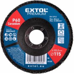 Extol lamellás csiszoló acél, Alu, műa. és fa munkadarabok csiszolására, 115×22mm; P60, kúpos, max. : 13.200 ford. /perc, EN13743 (8803463)