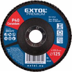 Extol lamellás csiszoló acél, Alu, műa. és fa munkadarabok csiszolására, 125×22mm; P40, kúpos, max. : 12.300 ford. /perc, EN13743 (8803472) - solnaiparcikk