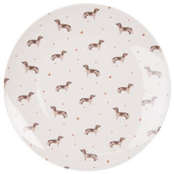 Clayre & Eef Porcelán lapostányér 26x2cm, Dachshund