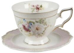 Clayre & Eef Viktoriánus rózsa mintás porcelán teás csésze - 200 ml