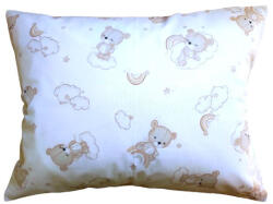  Pamut kispárna huzat - Fehér alapon maci - felhő mintás