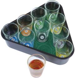 Cyrax Set 10 pahare de shot Cyrax, cu Suport de Biliard, 30 ml, din sticla, 10 x 10 cm, multicolor (125758) Pahar