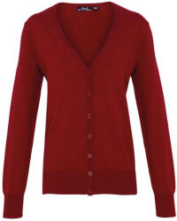 Premier PR697 elől végig gombos V-nyakú finom kötésű Női kardigán Premier, Burgundy-XL (pr697bu-xl)