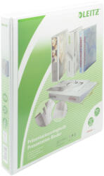 Leitz Gyűrűskönyv panorámás A4, Maxi 4, 4cm, 2 gyűrű, D alakú, PP Leitz fehér (42790001) - officefirst