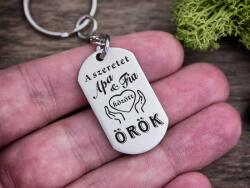 R.M. ékszer Szeretet apa és fia közt - kis téglalap acél kulcstartó (14099RMS)