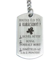 R. M. ékszer Éldd túl a karácsonyt acél medálos kulcstartó (13920-RM-D)
