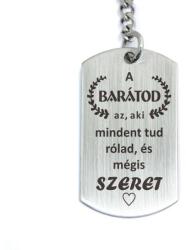R.M. ékszer A barátod az, aki mindent tud rólad - téglalap acél kulcstartó (13239-RM-D)