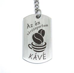 R.M. ékszer Az én vércsoportom kávé acél medálos kulcstartó (13520-RM-D)