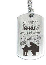 R.M. ékszer Legjobb tanár acél kulcstartó - gravírozott medál, ajándék tanárnak pedagógusnapra, ballagásra (13244-RM-D)
