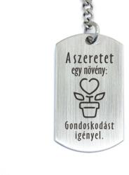 R.M. ékszer A szeretet egy növény: gondoskodást igényel - acél kulcstartó (13708-RM-D)