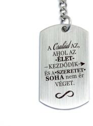 R.M. ékszer A család az, ahol az élet kezdődik - gravírozott acél kulcstartó (13348-RM-D)