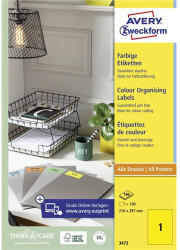 AVERY univerzális címke - sárga 210x297mm (3473)