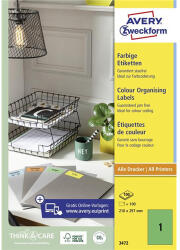 AVERY univerzális címke - zöld 210x297mm (3472)