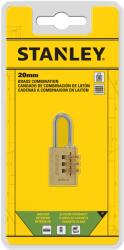 Stanley License Stanley Számzáras sárgaréz lakat, 3 számjegyű kombináció, 20mm (S742-050)