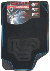 CUSTO POL Set Covorase Auto Universale Custo Twin, Mocheta, negru cu bordura albastra, 4 buc
