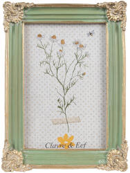 Clayre & Eef Rama foto masa, perete polirasina verde, aurie 13x2x18 cm / 10x15 cm (2F1147)