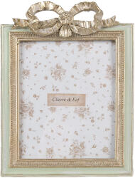 Clayre & Eef Rama foto masa, perete polirasina verde, aurie 16x2x22 cm / 13x16 cm (2F1163)