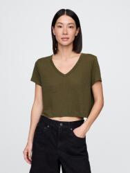 GAP Crop тениска от лен GAP GAP | Zelen | ЖЕНИ | XXS