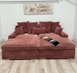 MobAmbient Canapea fixă cu perne, structură din lemn și material plușat, roz - model COZY Canapea