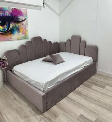 MobAmbient Pat de colț tapițat cu ladă depozitare, lila - model LUNA