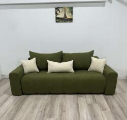 MobAmbient Canapea extensibilă cu ladă depozitare, stofă buclată, kaki- model MADEIRA Canapea