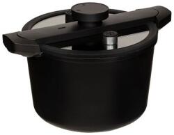 5five Simple Smart Oala low presure, 6 litri, aluminiu, cu inductie, capac sticla, valva presiune, negru