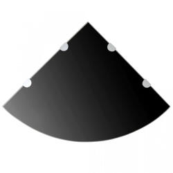 vidaXL Raft de colț cu suporți de crom, sticlă, 45 x 45 cm, negru (243857s) Raft