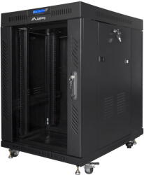 Lanberg Rack LANBERG Rack cabinet 19" free-standing 15U/600x800 (flat pack) with glass door lCD V2, black (FF01-6815-12BL)