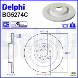 DELPHI Disc frana DELPHI BG5274C (BG5274C) - automobilus