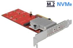 Delock PCI Express x8 kártya - 2 x belső NVMe M. 2 M-kulcs - alacsony profilú formatényező (90305) - pepita