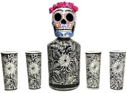  Tequila koponyás dekanter szett fehér mintával - mindenamibar