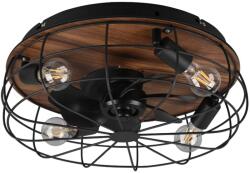 TRIO Trondheim mennyezeti lámpa 4-es 48 cm matt fekete - barna ventilátorral