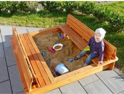 Weka 196B homokozó összecsukható fedéllel 140 cm x 140 cm mézbarna FSC