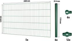  Egyrudas hálós kerítéspanel készlet Classic zöld 125 cm x 1000 cm (042236)