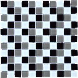  Üvegmozaik lap fekete-bézs-fehér Translucent 30 cm x 30 cm (53193)