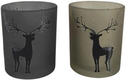 Boltze szarvasos mécsestartó nagy 2-féle változatban 9 cm x 10 cm több színben
