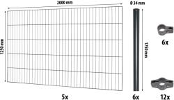  Egyrudas hálós kerítéspanel készlet Classic antracit 125 cm x 1000 cm (042234)