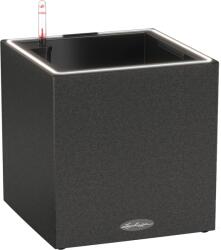 Lechuza Canto Stone 30 low LED kockakaspó grafitfekete 30 cm x 30 cm