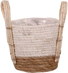  Füles kosár tengerifűből 15 cm x 14 cm fehér-natúr (94-19216-D)