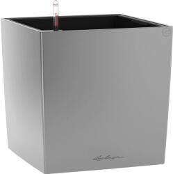 Lechuza Cube Premium virágtartó 30 cm x 30 cm ezüst-metál