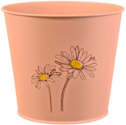 Cink vödör gyógynöv. cserép lakk. virágminta lazacszín 16 x 18, 5 cm